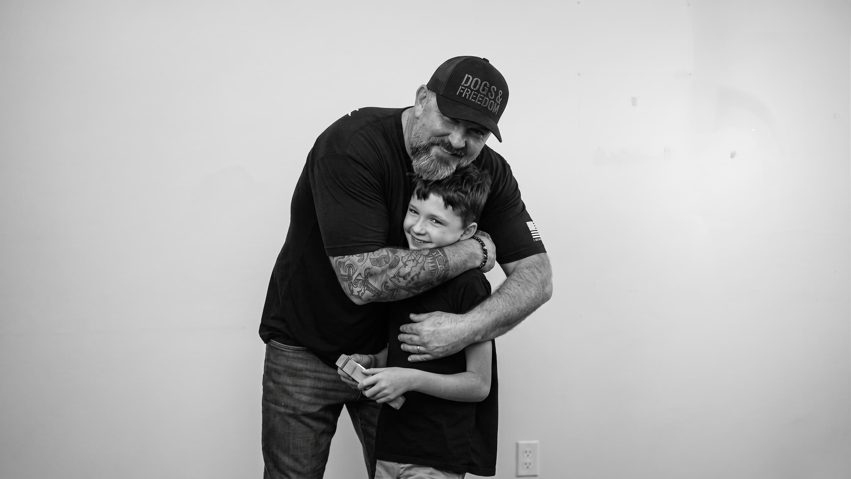 Marshall Morris with his son
