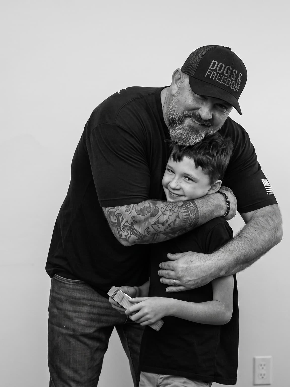 Marshall Morris with his son